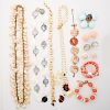 MIRIAM HASKELL SHELL, IMITATION IVORY OR CORAL COSTUME JEWELRY 