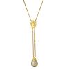 TAHITIAN SOUTH SEA PEARL & YELLOW GOLD LARIAT NECKLACE 