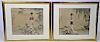 Chinese Silk Embroidery Geishas, Framed