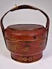 Chinese Round Wooden Container with Handle