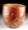 Stunning Maya Peten Polychrome Vase