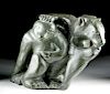 Large 20th C. Inuit Soapstone Carving - Bear & Seals