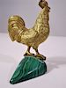 Antique French Gilt Rooster Malachite Base