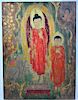Signed 20th Century Buddhist Cave Painting, O/C