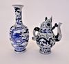 Chinese Blue and White Signed Vase and Teapot