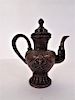 Large Chinese Bronze Embossed Teapot w Lid