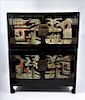 Lacquer Chinese Scenic Stacking Chest