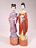 Hand Painted Porcelain Female Statues Marked