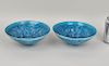 Pair Chinese Turquoise Glaze Conical Bowls