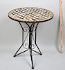 Wrought Iron Table, Mosaic Inlaid Top