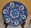 Early B/W Delft Pottery Charger & Stand