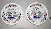 Pair Polychrome Decorated Cabinet Plates