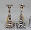 Pair Possibly Russian Silver Candlesticks