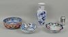 Three Japanese Porcelain Bowls & Vase