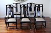 Set 8 Black Lacquer Asian Style Dining Chairs