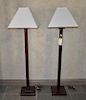 Pair Contemporary Wooden Floor Lamps