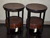 Pair Contemporary Leather Clad Bedside Tables
