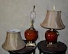 Pair Contemporary Red Porcelain Lamps