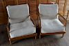 Pair Selig Danish Walnut Upholstered Easy Chairs