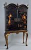 Queen Anne Style Lacquer & Gilt Cabinet