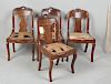 Set Four Late Classical Carved Mahogany Chairs