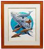Original Guy Harvey Whales & Sea Lions Watercolor