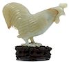 Chinese Carved Jade Rooster on Custom Wood Base