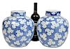 Pr. Chinese Vases Blue and White Lidded Jars