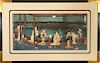 Hiroshige II Geishas Triptych Japanese Woodblock