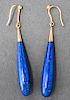 14K Gold & Lapis Lazuli Pendant Drop Earrings, Pr