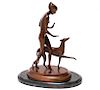 Ignacio Gallo Woman & Greyhound Bronze Sculpture