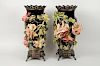 Pair Faience Pottery Vases, Poss. Edouard Gilles