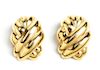 14K Yellow Gold Repousse Clip-On Earrings, Vintage