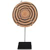 African Hand Woven Rattan Disc on Metal Stand