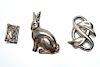 Sterling Silver Brooches incl. Rabbit & Swan, 3