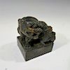 CHINESE ANTIQUE BRONZE LION SEAL - QING DYNASTY