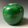 A CHINESE ANTIQUE GREEN GLAZED BRUSH WATERPOT,19C