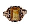 Antique 14k Gold Yellow Stone Ring 