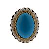 14K Gold Blue Stone Pearl Ring