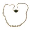 Antique 18K Gold Platinum Diamond Pearl Graduated Necklace