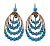 French 18K Gold Turquoise Oval Earrings