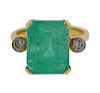 18k Gold Diamond Green Stone Ring 