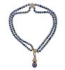 14k Gold Pearl Diamond Pearl Pendant Necklace 