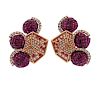 14k Rose Gold Ruby Diamond Earrings 