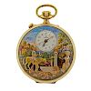 Reuge Gold Plated Metal Erotic Automaton Pocket Watch