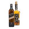 Whisky. a) Johnnie Walker. Double Black. Blended. Scotch Whisky. b) Lancelot XV. Blended. Total de piezas: 2.