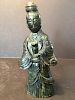 ANTIQUE very old Chinese Green Spinach Jade Guanyin, Ming/Qing, 7 1/2" high