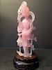 Antique Chinese large Pink Crystal Meiren Guanyin Figure, 19/20th century. 8" high