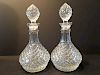 ANTIQUE Large Pair Cut Glass Bottles with lids, 12" high