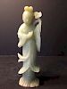 OLD Large Chinese Celadon Jade Meiren Guanyin, 9 1/2" high. 19th century